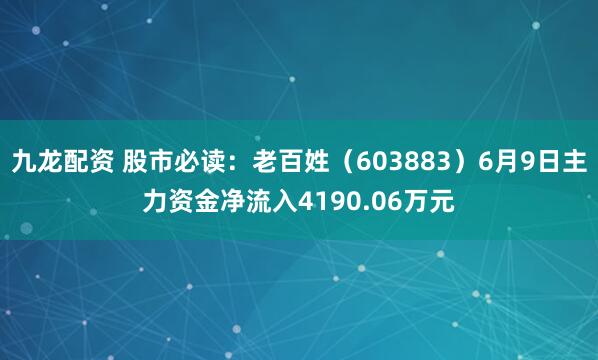 九龙配资 股市必读：老百姓（603883）6月9日主力资金净流入4190.06万元